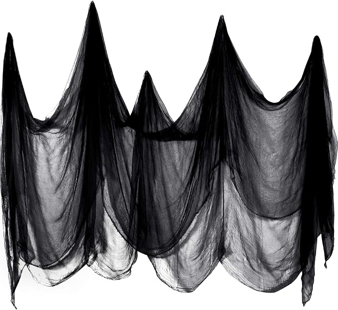 Boao Halloween Cheese Cloth 85 x 197 Inch Black Cheesecloth Roll for Crafts Large Cotton Muslin Gauze Fabric for Halloween Outdoor & Indoor Spooky Decoration