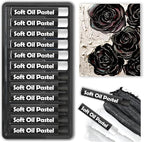 qianshan Soft Oil Pastels 12pc Set of 2 Assorted Colors,Non Toxic,Soft Texture Vibrant and Creamy Oil Crayons Pastels Art Supplies For Professional Artists Beginners Drawing.Black&White