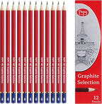 Pepy Graphite Professional Drawing Pencils - Set of 12 HB Pre-Sharpened Black Lead Pencils; Perfect for Drawing, Sketching and Shading, Graphic and Fine Art