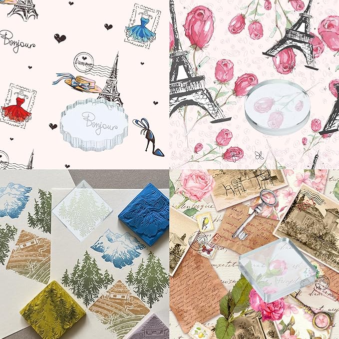 PATIKIL Acrylic Stamp Block, 1 Pack Clear Stamping Block with Grid Lines Decorative Mounting Blocks Set Rectangle for Scrapbooking DIY Crafts Cards Making