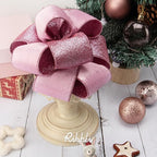 Ribbli Pink Velvet Wired Ribbon 2.5 Inch Velvet with Glitter Christmas Ribbon for Tree Decoration Big Bow Gift Wrapping Crafts Wreaths Supplies - 10 Yards