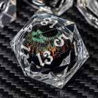 ARUOHHA DND Resin Dice Dragon Eye Dice Liquid Core Red Sharp Edged Dice Set with Gift Box, Polyhedral D and D Dice Set Role Playing Game D20 D12 D10 D8 D6 D4