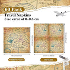 60 Pcs World Travel Cocktail Paper Napkins 6.5 x 6.5 Inches Disposable Paper Napkins Dessert Beverage Tissue for Decoupage Luncheon Tissue for Theme Party Wedding Birthday Party