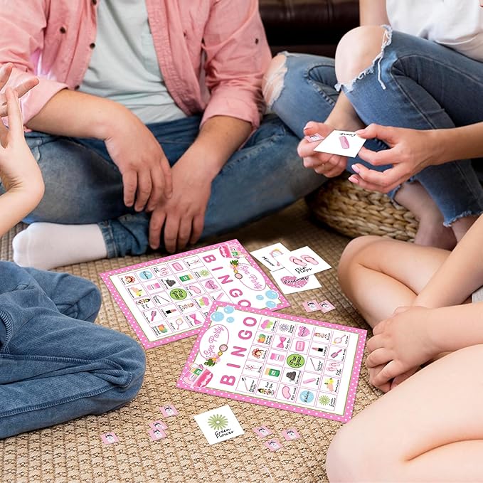 Spa Party Bingo Game Cards(24 Players), Beauty Themed Bingo Card for Family Friend Adult, Large Group Holiday Sleepover Party Activity Favor Decoration Supplies -005