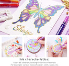 72 Color 1.0mm Glitter Markers for Adults Painting, Christmas Card Drawing, Birthday Blessing Graffiti, Art Bookkeeping DIY Pen