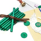 SWANGSA 20 Pieces Glue Gun Sealing Wax Sticks Metallic Green for Wax Seal Stamp, Great for Wedding Invitations, Cards, Envelopes, Wine Packages, Gift Wrapping (Metallic Green)