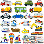 Felt Transportation Vehicles Learning Pieces,48 Felt Flannel Board Pieces,Air Land Sea Airplane Learning for Toddlers for Kindergarten,Preschool,Toddlers