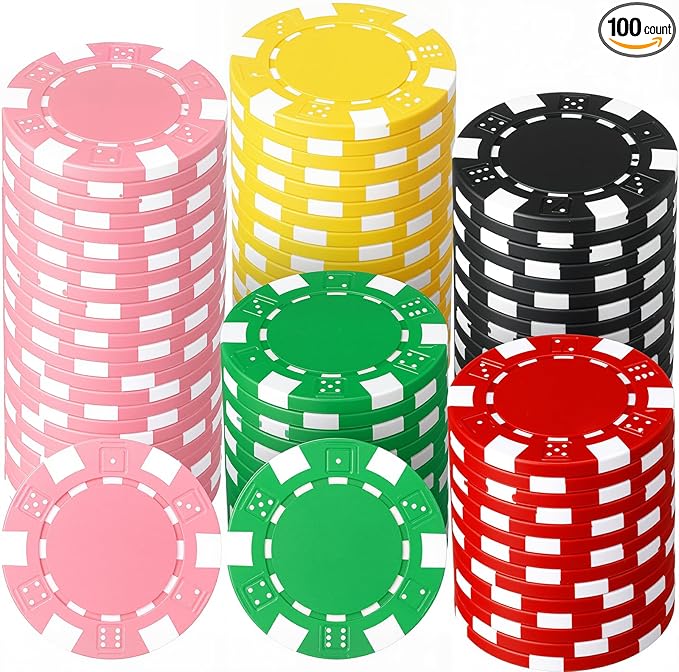 100 Pcs 11.5 Gram Poker Chips ABS Monte Carlo, 40 mm Bingo Chips Tokens Markers Blank Counting Bulk for Blackjack, and Card Night Poker Games