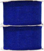 Mandala Crafts Royal Blue Burlap Ribbon 2 Inches Wide Jute Ribbons for Crafts - 20 Yds Roll Rustic Burlap Wrap Trim Ribbons for Wreaths Bows Wedding Party Decoration