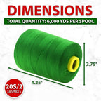 Mandala Crafts 4 Pack of Serger Threads Cones Spools - 20S/2 24000 Yards Polyester Dark Green Threads for Sergers Machine and Overlock Quilting Sewing Machine