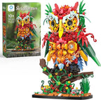 Sillbird Owl Flower Building Sets for Adults for Women Girlfriend Men Her, Artificial Floral Animals for Home Office Decorations for Table Desk - Creative Botanical Collection Model
