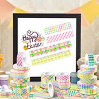 12 Rolls Plaid Washi Tape Set, Colorful Pastel Buffalo Plaid Checkered Masking Decorative Adhesive Tapes for DIY Craft Scrapbook Journals Gift Wrapping Thanksgiving Christmas Party Decor 16.4FT