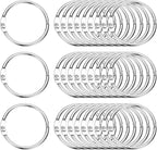 PATIKIL 1.3" x 1.5" Loose Leaf Binder Rings, 30 Pcs Metal Book Rings Nickel Keychain Ring for Paper Index Cards Flash Card Notebook Rings Office Home Book Binder, Silver Tone