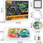 Water Marbling Paint Kit for Kids, Arts & Crafts, Non-Toxic, Age 3-12, Includes 6 Colors, 10 Sheets, Tools, 12 Shells, 2 Display Boxes