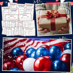 4th of July Friendly Feud Game with 2 Answer Buzzers, Independence Day Feud Cards for Family Game Night Fun Trivia Quiz for Party Office Class Groups Team Building (Red White Blue, Patriotic)