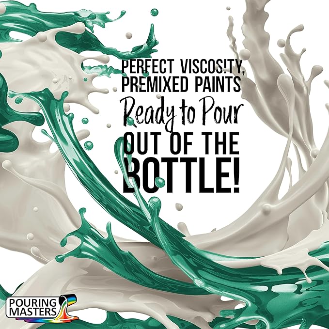 Pouring Masters Aqua Metallic Pearl Ready to Pour Acrylic Pouring Paint - Premium 32-Ounce Pre-Mixed Fluid Acrylic Paint - Fluid Art Supplies for Canvas, Wood, Paper, Tile & Rocks