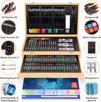 Art Supplies, iBayam 150-Pack Deluxe Wooden Art Set Crafts Drawing Painting Kit with 1 Coloring Book, 2 Sketch Pads, Creative Gift Box for Adults Artist Beginners Kids Girls Boys