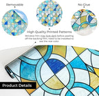 Window Privacy Film, Frosted Glass Decorative Static Cling, Removable Sun Blocking Vinyl Covering, Window Film for Home Kitchen Living Room Bathroom, Geometric Rings, 17.5" x 78.7 "