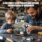 V8 Engine Building Kit for Adults, Build Your Own MOC Mini V8 Engine Model Toy for Display, Compatible with Lego Car Set, STEM Building Project for Teens & Kids Boys 8-14 (692 PCS)