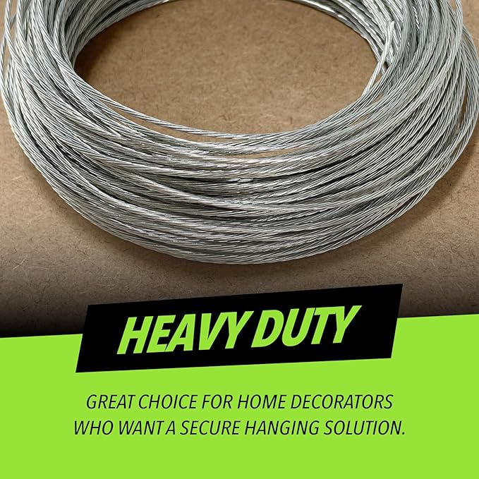 Picture Hanging Wire #5 50lbs 100-Feet, Flexible Steel Wire 16 Gauge for Hang Up Frame/Painting and Mirror