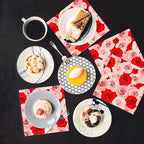 Paper Napkins 80 Pack 2 Ply Floral Beverage Luncheon Dinner Paper Napkins Rose Flower Print Disposable Napkins for Wedding Anniversary Celebrations, 6.5X6.5 Inches Folded