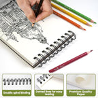 CONDA 5.5 x 8.5 Sketchbook Book - Top Spiral Bound Pad, 2 Packs of 100-Sheets (68lb/100gsm) Acid Free Artistic Paper for Drawing, Painting, Writing - Ideal for Beginners Artists