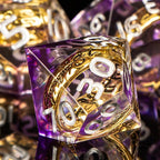OUKELANWO Magic Lord Rings DND Dice Set with Box, 7Pcs Resin LOTR D&D Dice Set for Role Playing Game, Purple Dungeons Dragons D and D Sharp Edge Dice D20 D12 D10 D8 D6 D4