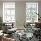 Finnez Window Privacy Film 3D Static Cling Window Film, No Glue Heat Control & 96% UV Blocking for Home Office, Decorative Frosted Glass Cover 23.6 Inch x 6.5 Feet