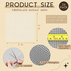 24 Set 12 x 12 Mosaic Mesh for Back Mounted Tile Fiberglass Mosaic Mesh Backing Boast for Tile Installation Supplies Tools (Non Sticky)