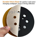 5-Inch 8-Hole Hook and Loop Sanding Discs 320-Grit Random Orbit Sandpaper, 100-Pack