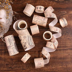 Dizdkizd Washi Tape Set, 12 Rolls Antique Masking Tape Washi Tape Map Newspaper Vintage Stickers Scrapbook Decorative Tape Bullet Journal Supplies Brown Junk Journal Supplies