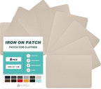 Iron on Patches for Clothes, 8 Pieces Patches for Cloth, 100% Cotton Fabric Patches for Clothing, Bag, Hat Repair, Clothing Repair Decorating Kit 3.7" by 4.9" (9.5 cm x 12.5 cm, Beige)