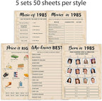 40th Birthday Party Games, Born in 1985 Games Bundle, Set of 5 Activities for 10 Guests, Birthday Party Supplies for Adults, Pack of 50 Cards
