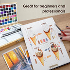 Watercolor Paint Set,100 Colors in Nature Bamboo Box,Portable Water Colors Kit with Papers and Brush Pens,Great for Kids Adults Beginners & Professionals