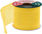Mandala Crafts Yellow Burlap Wired Ribbon 3 Inches Wide Jute Ribbons for Crafts - 10 Yds Roll Rustic Burlap Wrap Trim Ribbons for Wreaths Bows Party Decoration