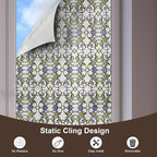 3D Stained Glass Window Film, Decorative Window Privacy Film for Bathroom,Front Door,Home, Sun Blocking Heat Control,Static Cling, Genes 23.6inch x 35.4inch