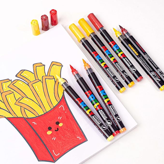 Acrylic Paint Markers, Acrylic Paint Pens, Fabric Markers for Textile, Rock, Glass, Wood, Paper, Ceramic, Canvas DIY Art Supplies Kit for Kids and Adults (120)