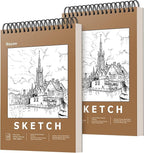 iBayam 9" x 12" Sketch Book Set, 2-Pack Spiral Bound Drawing Paper, 200 Sheets (68lb/100gsm) Premium Sketchbook, Acid-Free Art Drawing Painting Sketching Pad Supplies for Kids, Teens, Adults, Artists