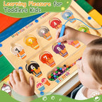 2 in 1 Double Side Magnetic Color and Number Maze, Montessori Magnetic Alphabet Maze Board Toys 3-5 Years Old, Wood Magnet Puzzle Learning Counting Matching Toys for 3 4 5 Todders Kids Girls Boys