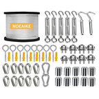 Wire Rope Kit,165FT 1/8" Vinyl Coated Stainless Steel Wire,Turnbuckles for Cables Wire,Metal Wire for Outdoor String Lights Hanging,Garden Wire,Clothes Line Cable