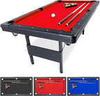 GoSports 6, 7, or 8 ft Billiards Tables - No Assembly, Choose Your Color - Portable Pool Table Includes Full Set of Balls, 2 Cue Sticks, Chalk and Felt Brush