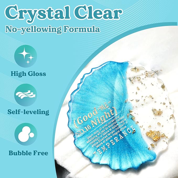 LET'S RESIN Fast Cure Epoxy Resin,Demold in 4 Hours,72OZ Upgrade Quick Drying & Crystal Clear Resin,Bubble Free Epoxy Kit for Craft,Art, Craft Supplies with Dye, Cup,Stir Stick