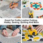 Headley Tools 12"x12" Rotating Cutting Mat, Self Healing Mat with 360-Degree Rotation & Anti-Slip Base, Sewing Board Cutting Mat Perfect for Fabric Quilting Leather Hobby Project, Grey