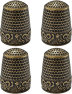 FR 4Pcs Sewing Thimbles, Metal Thimbles for Hand Sewing Finger Protector Knitting Needlework DIY Tools Bronze