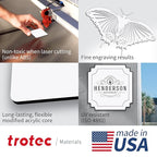 Trotec TroLase | 12"x24"x1/8", 4 Pcs | White/Black | 2 Ply | Modified Acrylic | Laser Engraving Double Color Plastic Sheet | Engraving Blanks for Laser, Saw, Guillotine | Made in USA