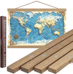 DACRI HOME 54" Magnetic Poster Hanger Frame - Sturdy Teak Wood Poster Frame, Strong Magnets for Easy Hanging Map Picture Print Scroll Wall Art 54x30 54x36 54x38 (54 Inch, Natural Wood)