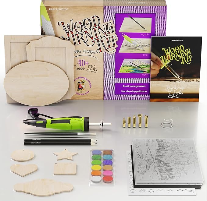 Craft Culture Beginners Wood Burning Kit for Kids and Teenage Boys & Girls Gifts for Boy or Girl Craft Projects Birthday Gift Idea for Older Children Teen Woodburning DIY Hobby Kits Art Activities