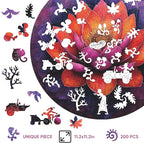 Flower Wooden Puzzle for Adults, Round Mandala Color Challenge Jigsaw Puzzles 500 Piece, Family Reunion Puzzle for Adults and Kids, Best Gift for Family Friends Royal 16.5x16.5in