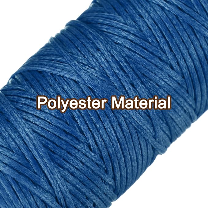 uxcell Leather Sewing Waxed Thread, 55 Yards / 50m 0.8mm 150D Flat Polyester All-Purpose Threads for Leather Crafts, Bookbinding, Sapphire Blue