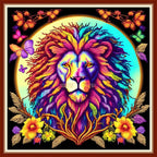 Dimensean Stamped Cross Stitch Kits Full Range of Embroidery Patterns Starter Kits for Beginners Adult or Kids DIY Cross Stitches Needlepoint Kits 11CT-Colorful Lion 17.7x17.7 inch